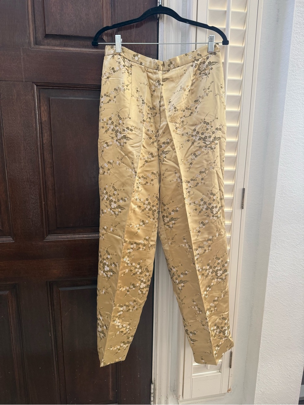 Elliott Lauren Gold Floral Satin Dress Pants